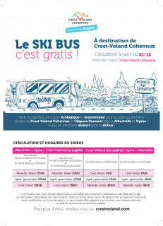 Horaires du Ski Bus skieurs - Alberville > Crest-Voland / Cohennoz - Hiver 2023/2024