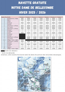 Horaires du Ski Bus - Notre Dame de Bellecombe - Hiver 2025/2026