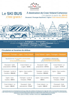 Horaires du Ski Bus skieurs - Doussard > Crest-Voland / Cohennoz - Hiver 2025/2026