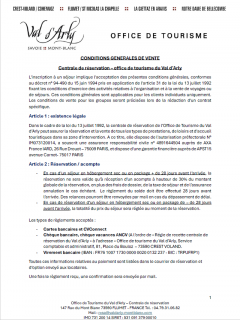 Conditions générales de vente - Centrale de réservation